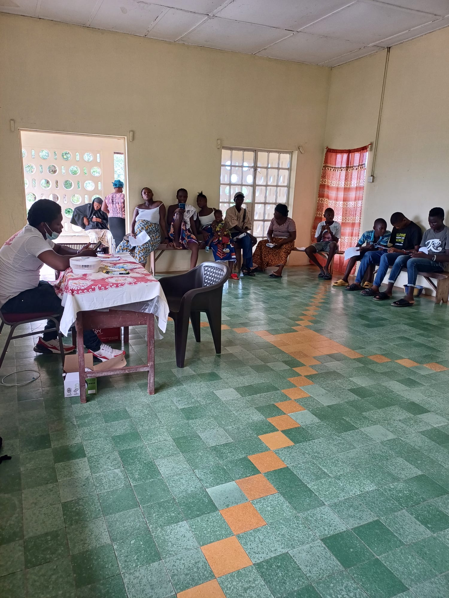 Participants in a waiting room, waiting to be seen